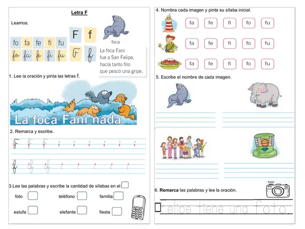 Guía 1° básico "Letra F"