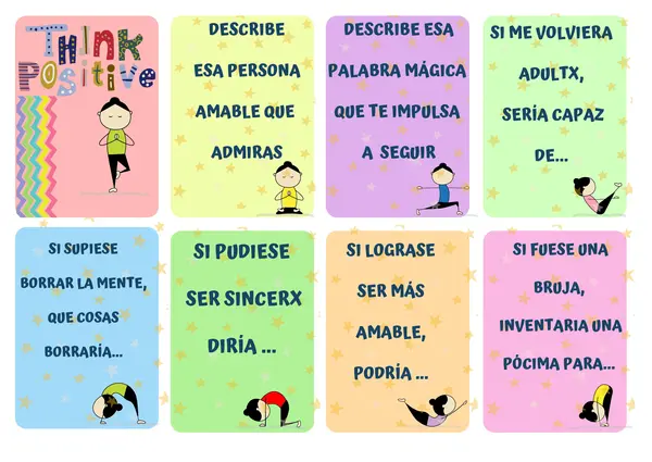 Actividad tarjetas "Pienso, leo, escribo un pensamiento positivo"