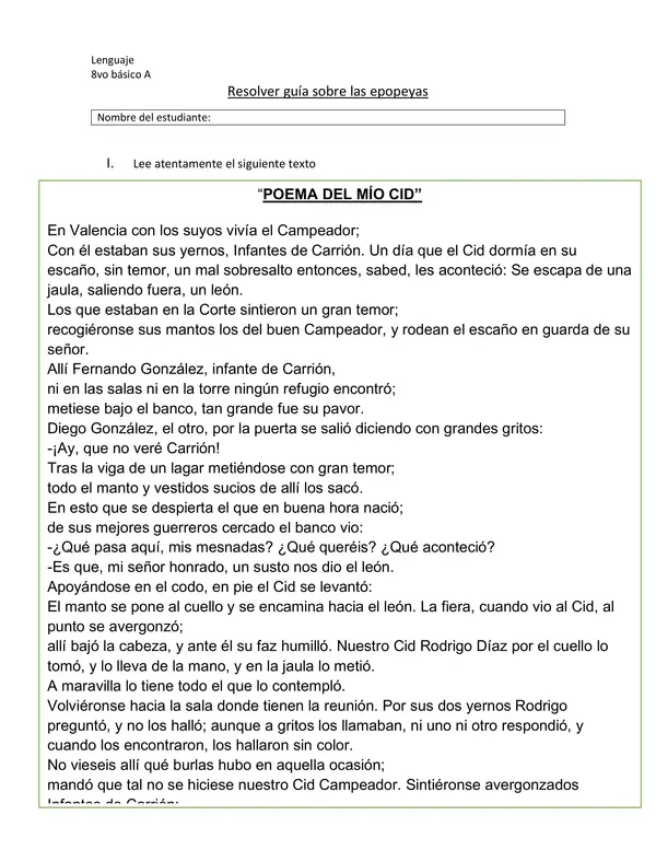 Guia sobre el Poema del Mio CID