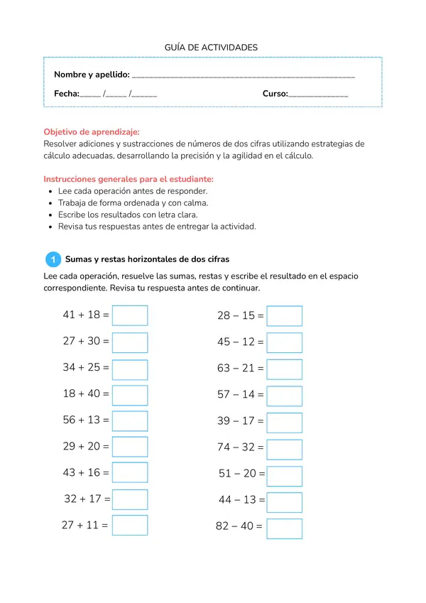 GUÍA DE ACTIVIDADES MATEMÁTICA 2° BÁSICO