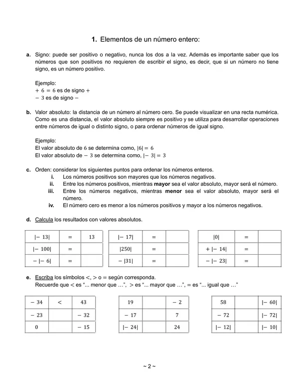 Adición y sustracción de números enteros