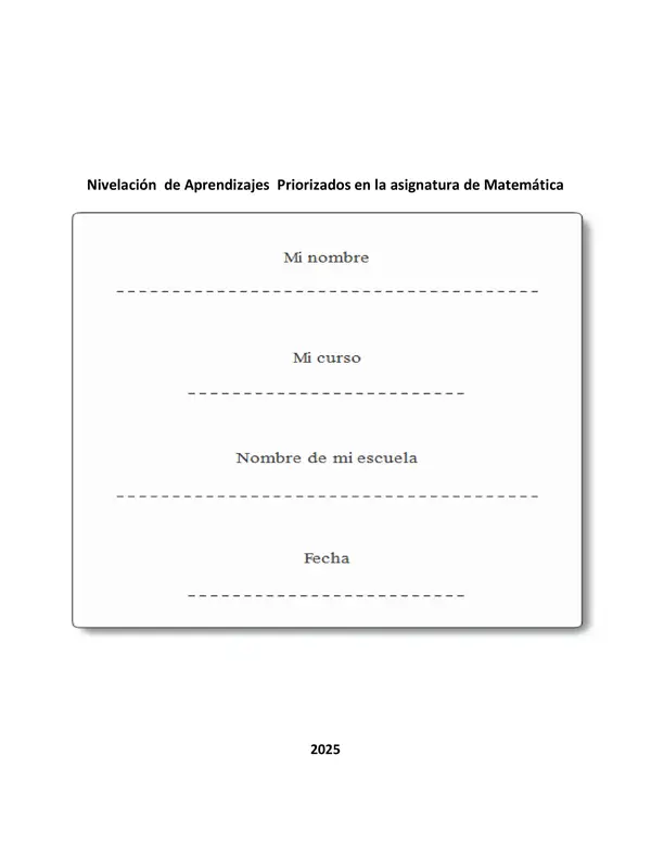 Proyecto Nivelación Matemática Primero OA 6