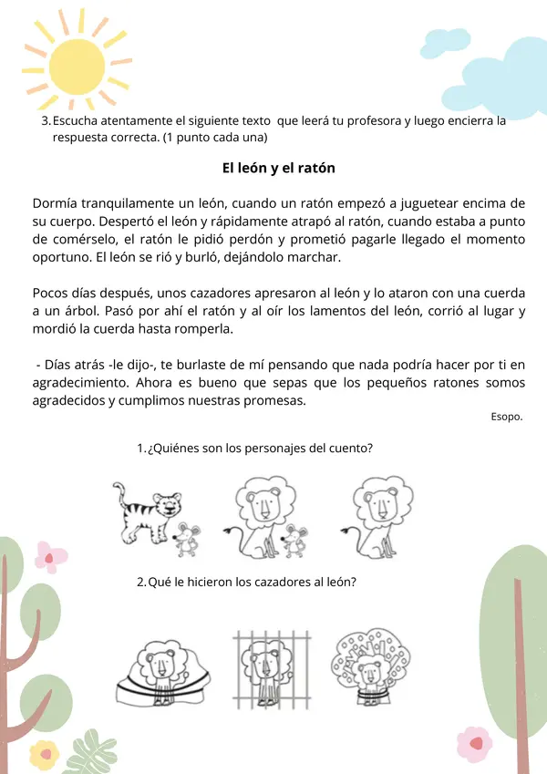 Evaluación lenguaje letra M, L y P