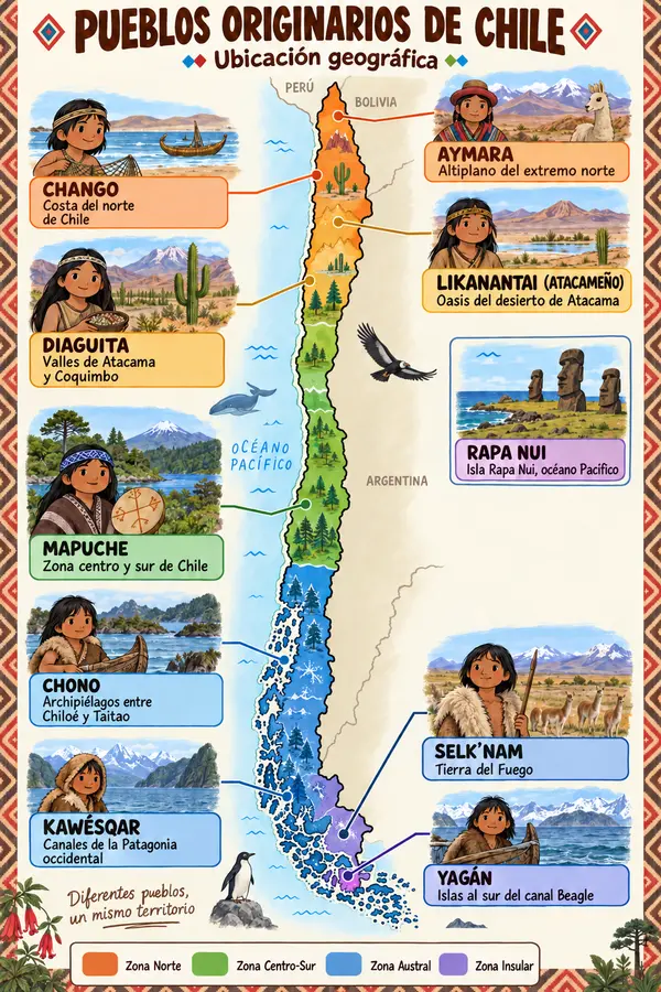 Póster para Imprimir Pueblos Originarios de Chile
