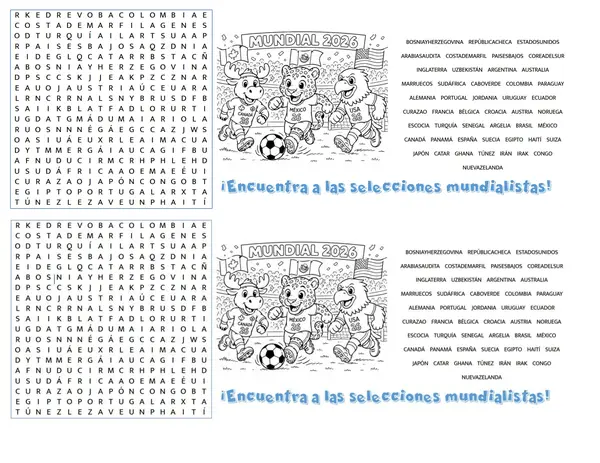 Sopa de letras Selecciones del mundial