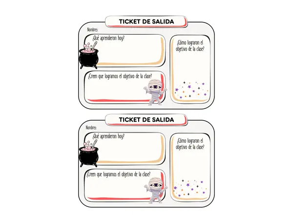TICKET DE SALIDA LITERATURA DEL TERROR