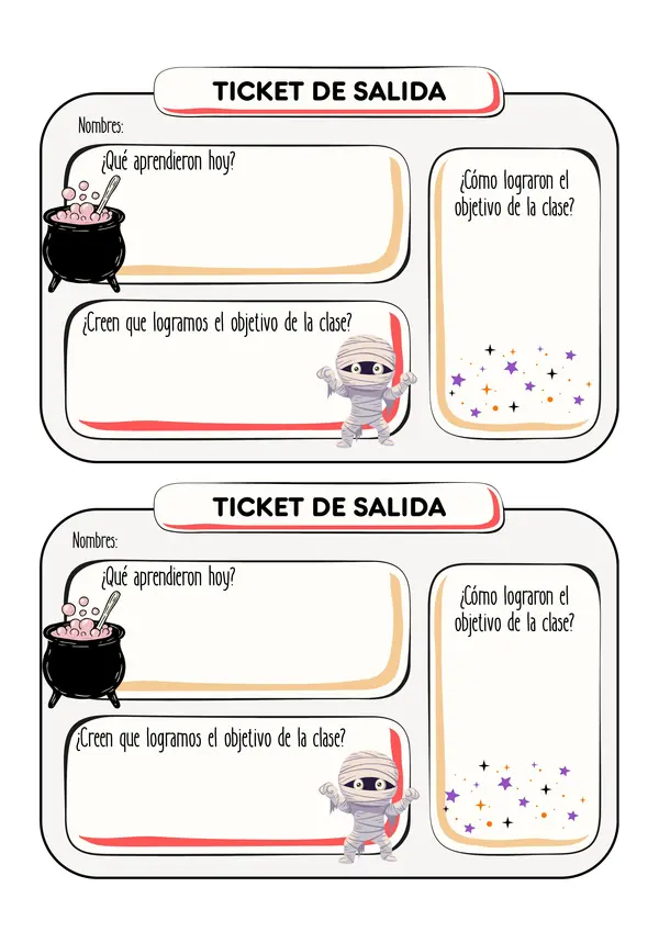 TICKET DE SALIDA LITERATURA DEL TERROR