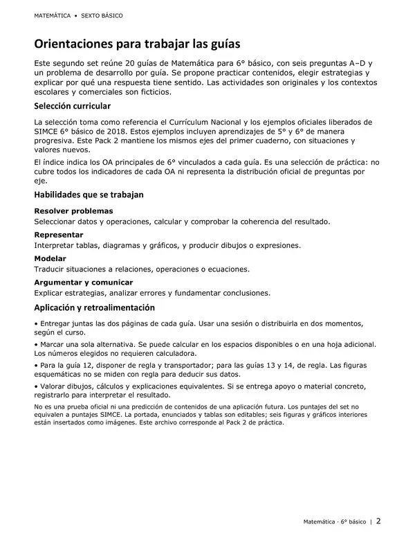 Pack 2 - SIMCE Matemáticas 6to básico 