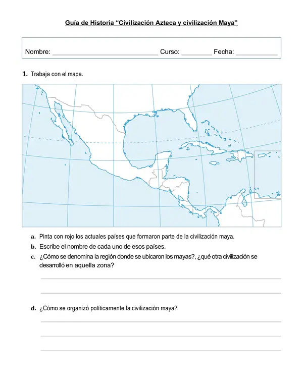 Guía de historia 4°año "Civilización Azteca y civilización Maya"