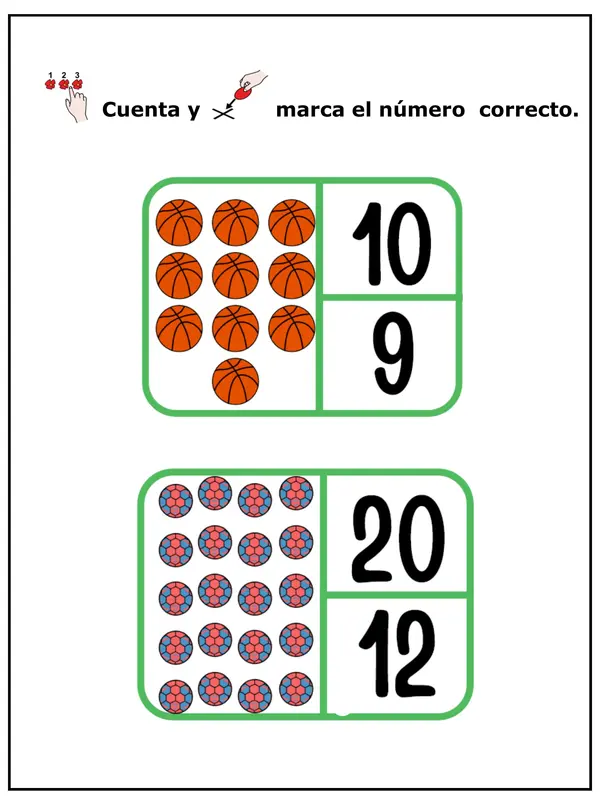Tarea matemática Números hasta el 20.
