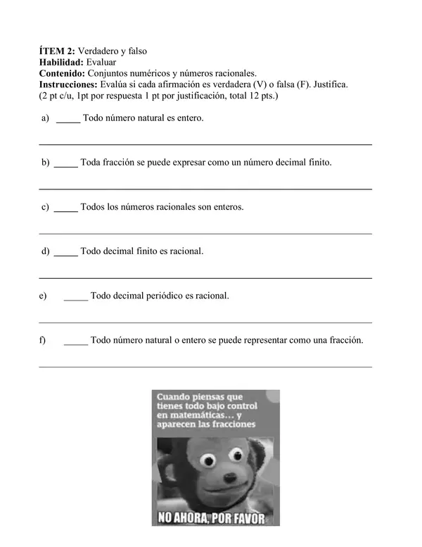 Evaluación números racionales