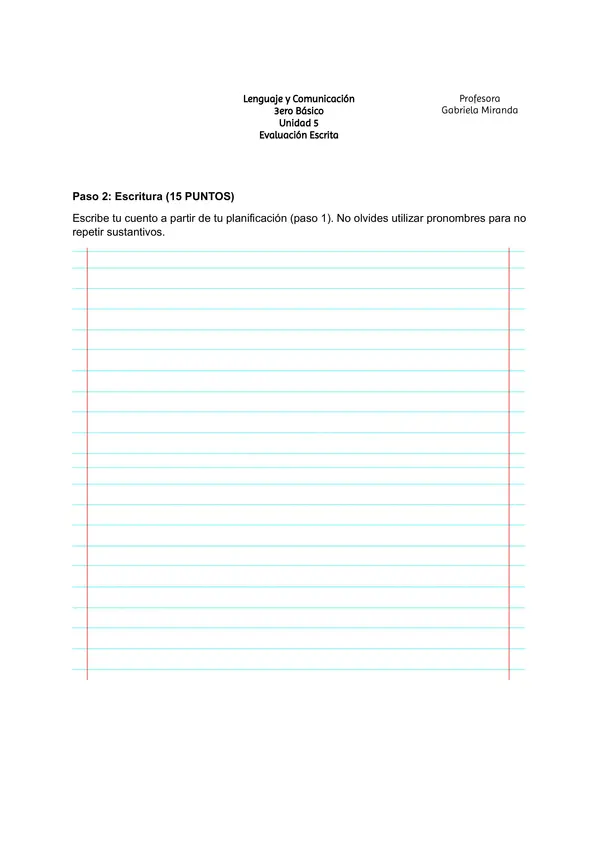 Evaluación escrita 3º básico