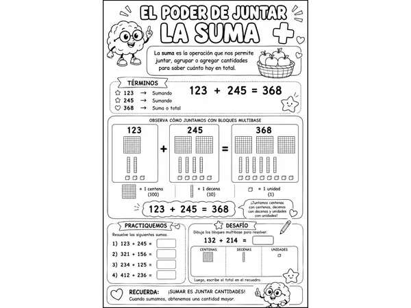 OPERACIONES BÁSICAS: SUMA Y RESTA - Cuadernillo de Refuerzo Matemático para 3° y 4° Básico
