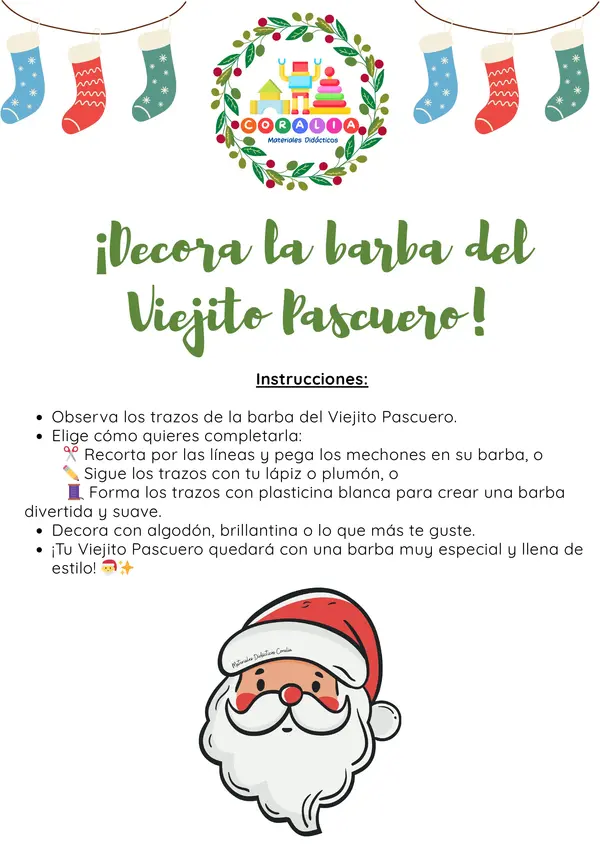 ¡Decora la barba del Viejito Pascuero!