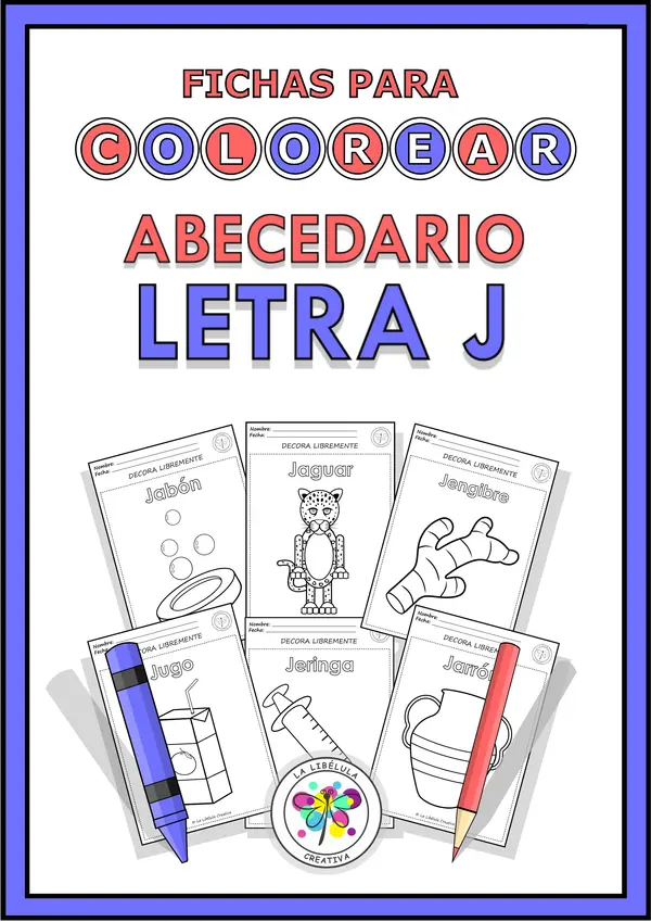 Fichas para colorear Objetos Letra J NO PREP color