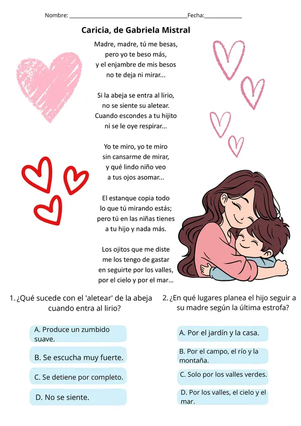 Set de comprensión Lectora de Poemas Lenguaje