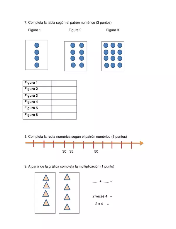 9 Recursos de Tercero basico , unidad 3, Matematicas, incluye Prueba patrones y multiplicacion 