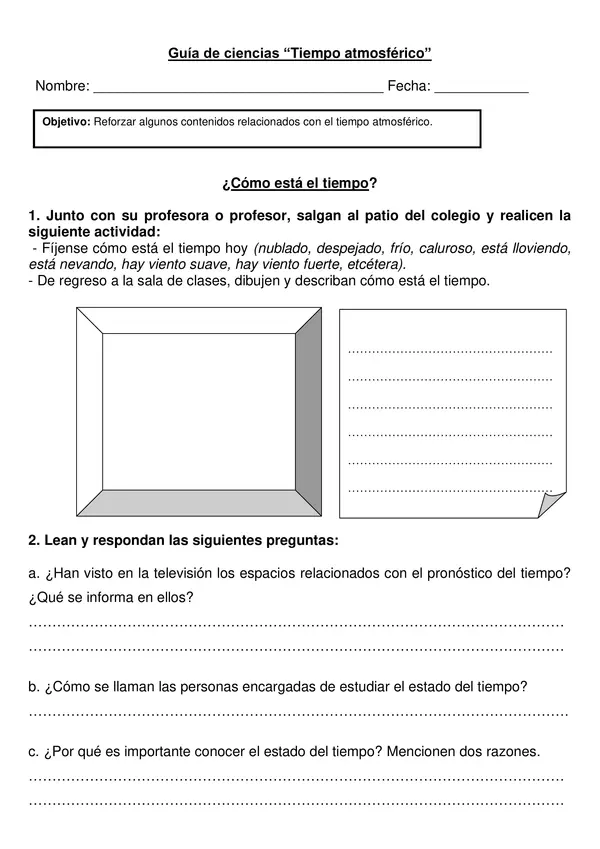 Guía "Tiempo atmosférico" 2° año básico.