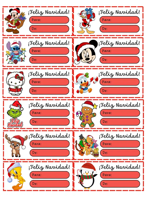 Etiquetas regalo navidad