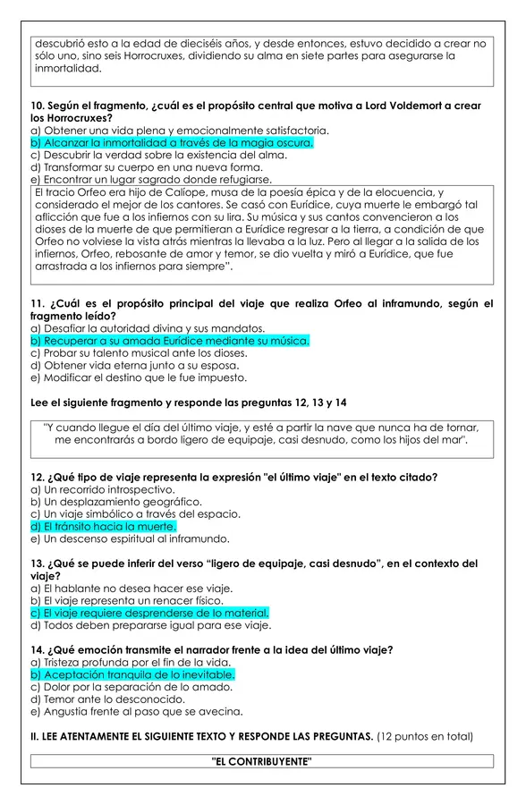 Prueba Unidad - El viaje y el héroe (Lengua y Literatura)