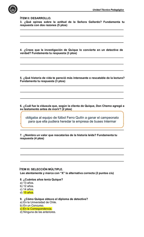 Prueba del libro Quique Hache detective
