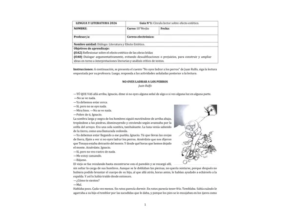 GUÍA DE TRABAJO. UNIDAD N°1. GUÍA 1. TERCERO MEDIO. LENGUA Y LITERATURA. 