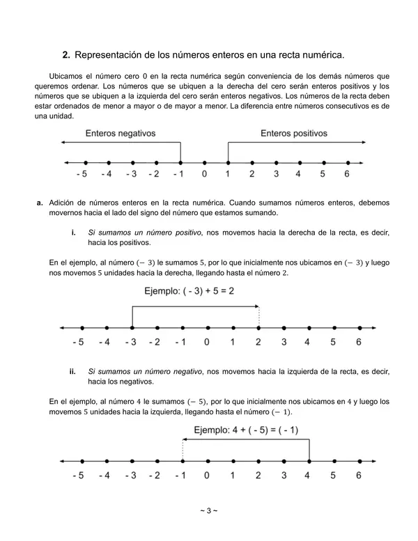 Adición y sustracción de números enteros
