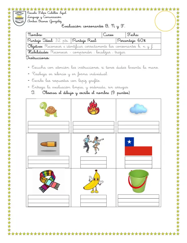 Evaluación Consonantes B, N y F