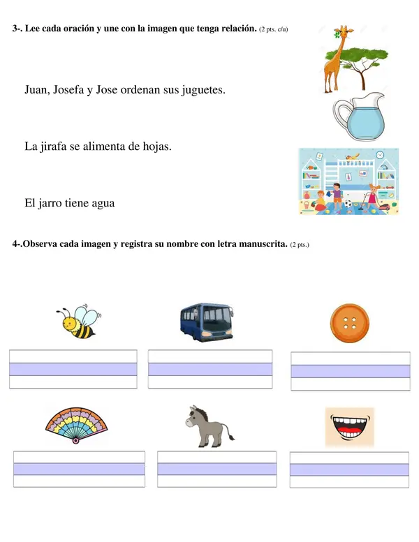 evaluación lenguaje letra B- J