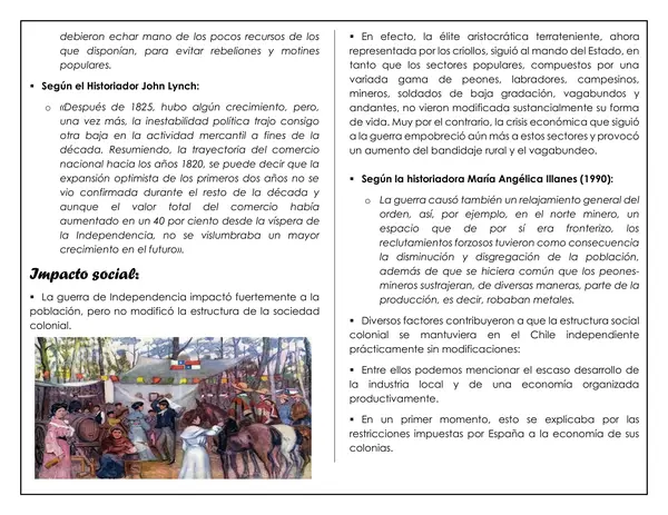 Historia - Impacto de la Independencia de Chile