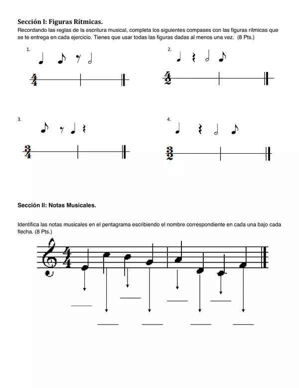 Ejemplo de evaluación escrita (Música/7° Básico)