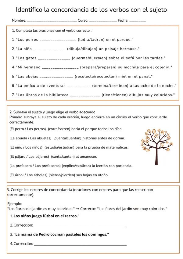 Concordancia del SUJETO y el VERBO