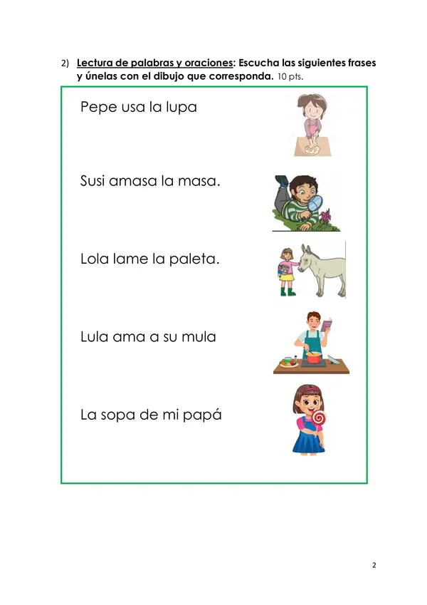 Evaluación comprensión lectora 1°año básico"