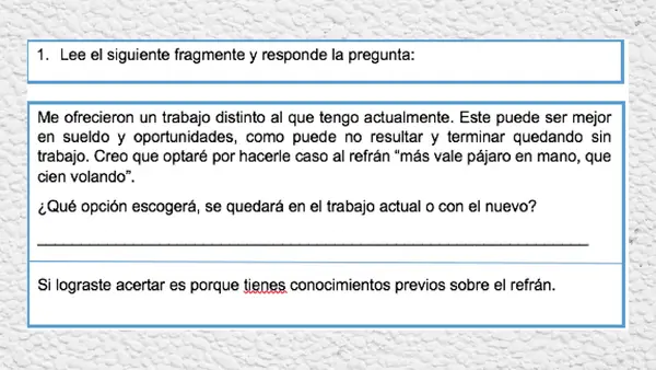 RELACIONAR UN TEXTO A PARTIR DE EXPERIENCIAS PREVIAS 