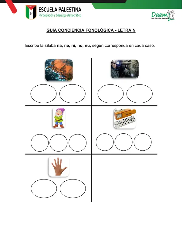 FICHA CONCIENCIA FONOLÓGICA LETRA N