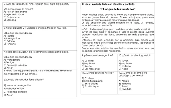 Guia preparación de prueba textos narrativos