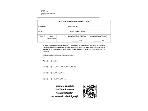 Evaluación de factores, múltiplos, m.c.m, números primos y compuestos
