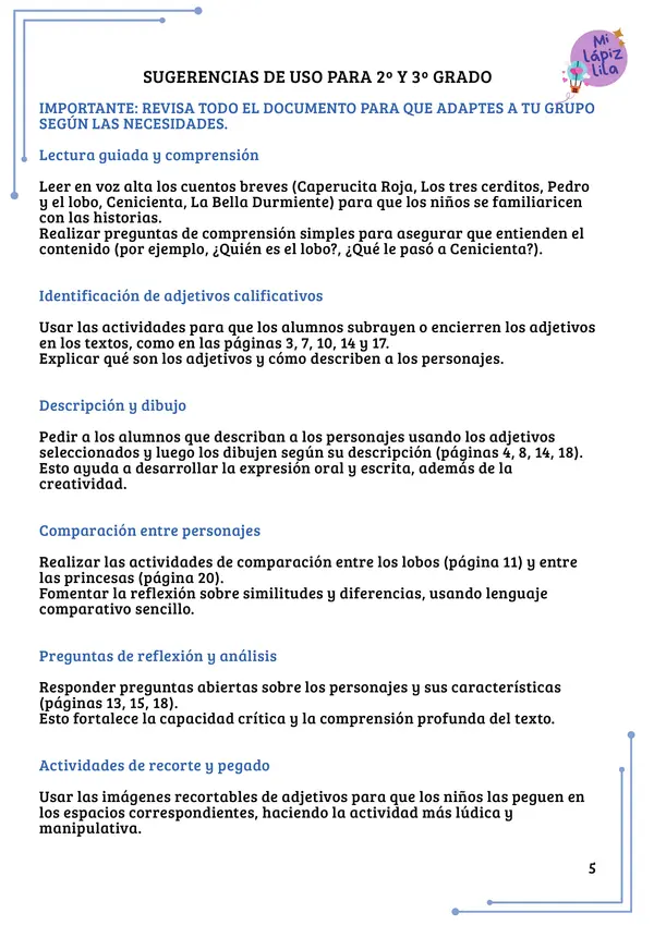 DESCRIBIENDO Y COMPARANDO A LAS PRINCESAS Y LOBOS DE LOS CUENTOS