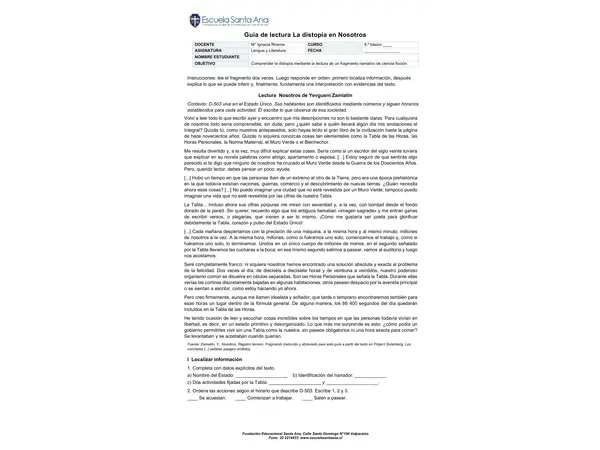 Guia de comprensión: Distopia "Nosotros"