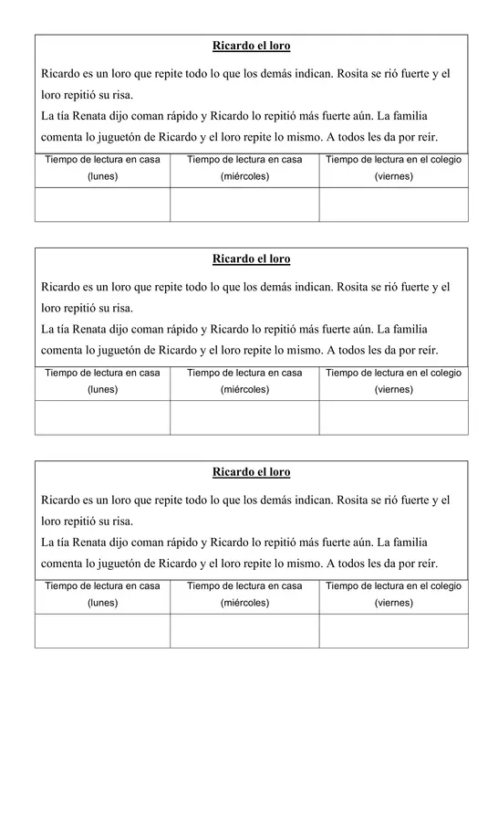 Material para trabajar la fluidez lectora