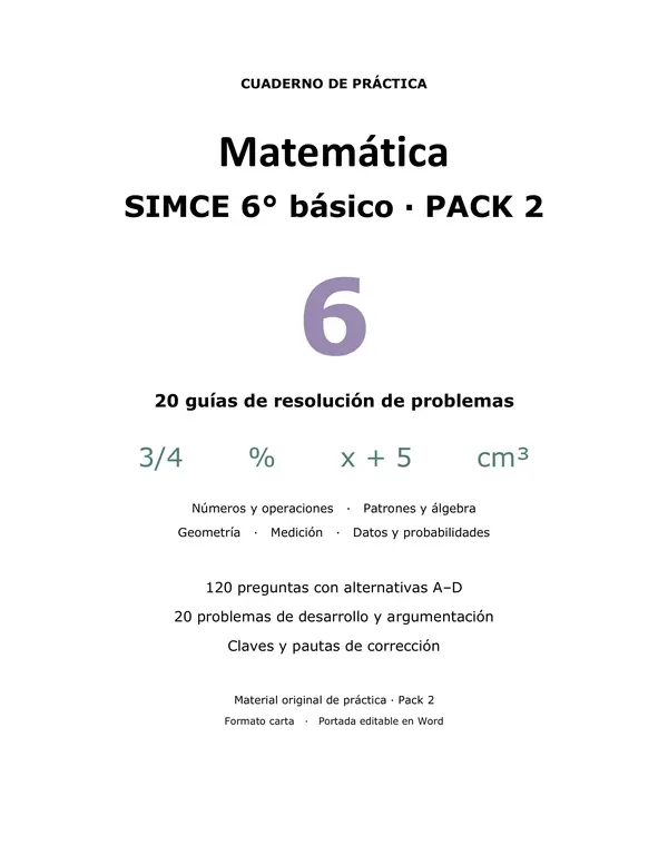 Pack 2 - SIMCE Matemáticas 6to básico 