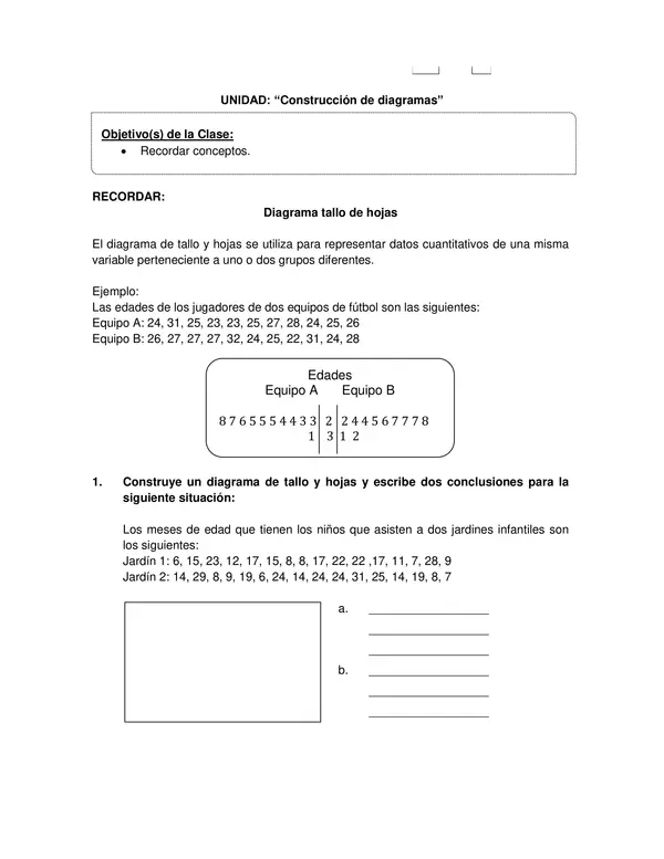Guia de Matematica 6 Basico: Recordar conceptos - Construcción de diagramas