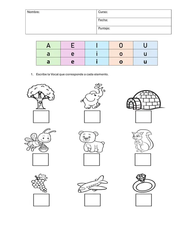 evaluación Vocales | profe.social