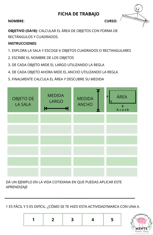 Ficha de trabajo "Medición de Área"