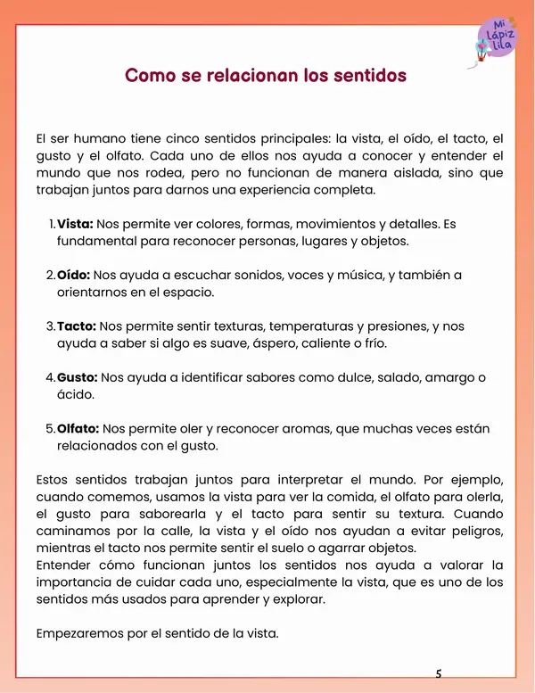 HISTORIETA DE LOS SENTIDOS: LA VISTA