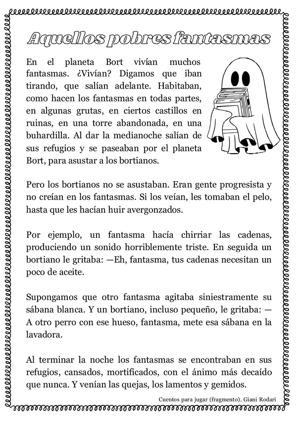 Guía de comprensión "Aquellos pobres fantasmas"