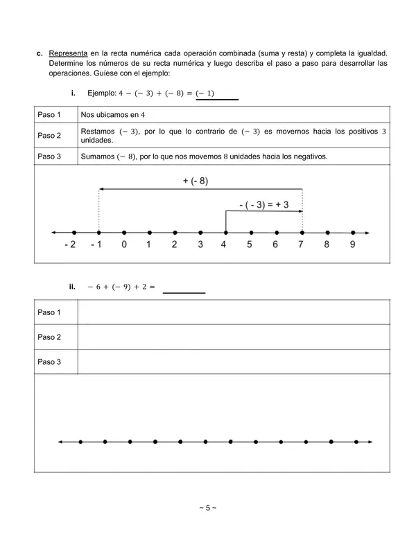 Adición y sustracción de números enteros
