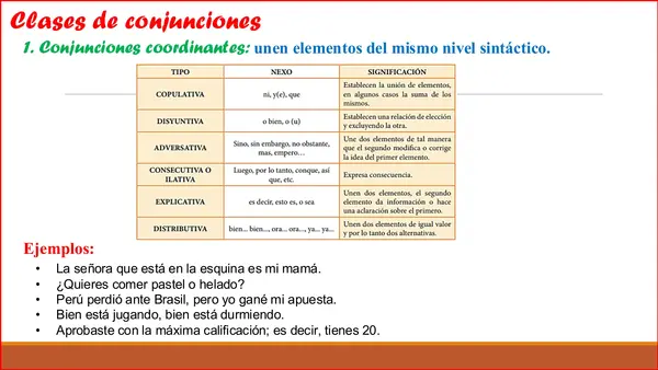 La conjunciones y las preposiciones