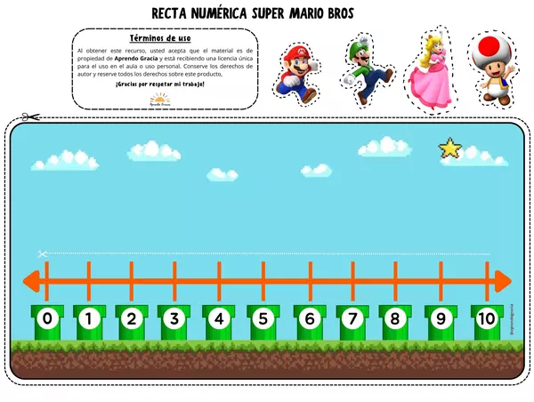 Recta numérica Super Mario Bros