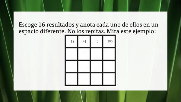 BINGO DE CALCULO MENTAL